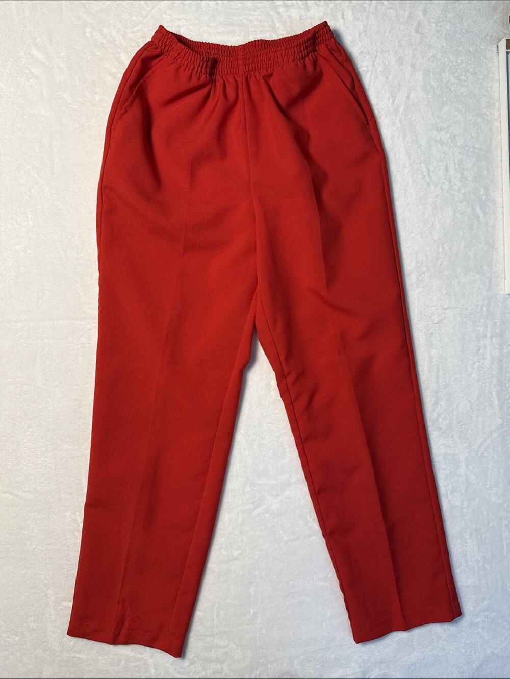 Blair Red Dress Pants Women’s Size 10 Petite Pull On Elastic Waist Pockets
